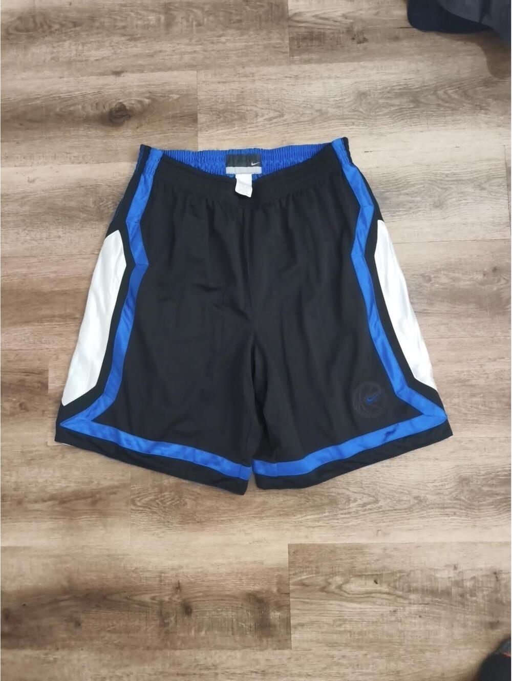 Rare VTG Nike Basketball Dazzle Shorts Silky Shiny Blue Black Reversible XL